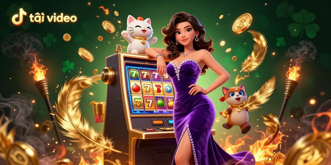 Experience effortless tải video tiktok with seamless downloading from a vibrant gambling-themed illustration.