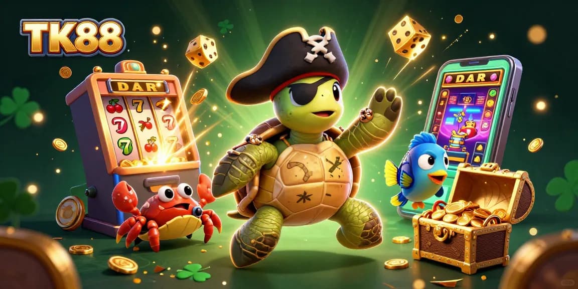 Engage in thrilling gameplay at TK88 with lively cartoon characters and vibrant casino elements.