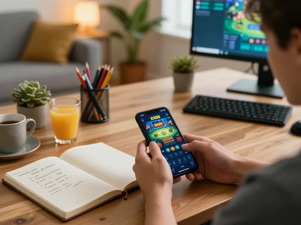 Experience the excitement of gaming at XX88 with a dynamic smartphone interface, showcasing online casino play.
