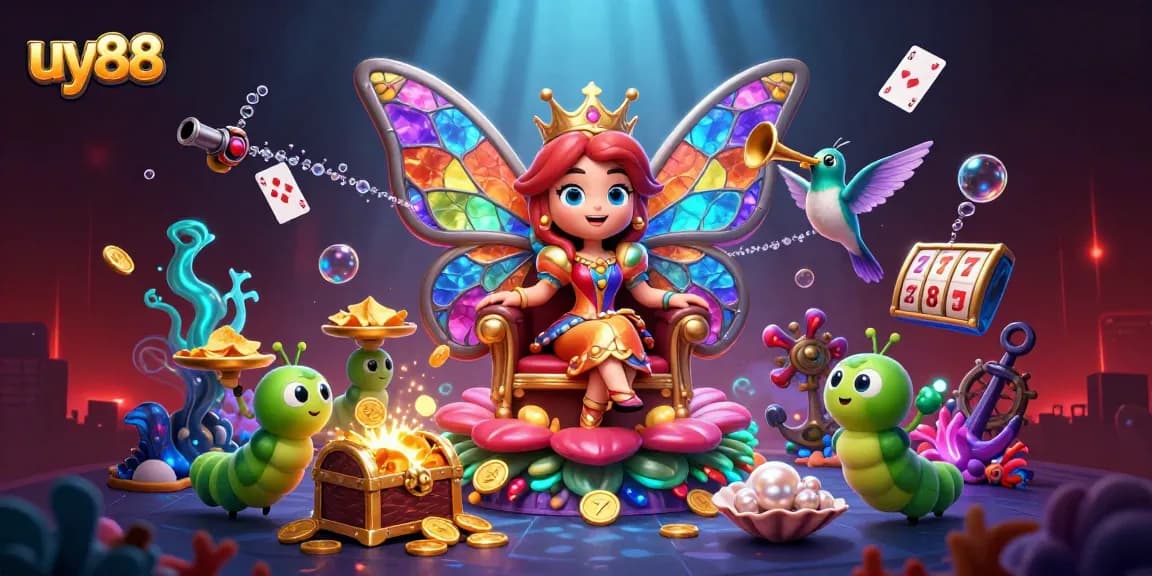 Experience the excitement of uy88 with a vibrant underwater casino scene featuring stunning characters and game elements.