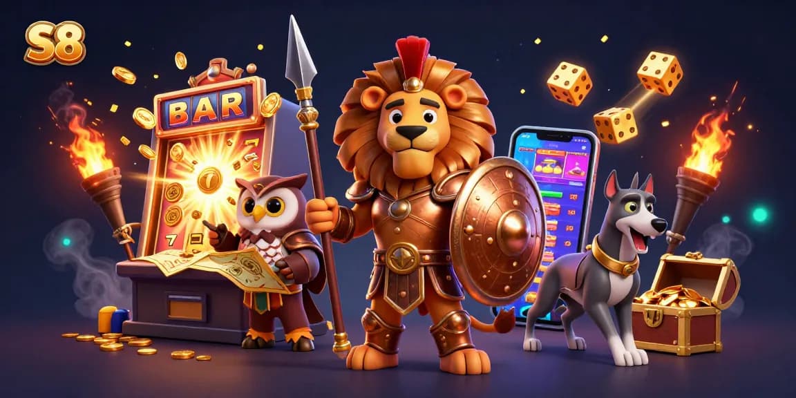 S8 engages players with thrilling slots and jackpots amidst a vibrant casino scene.