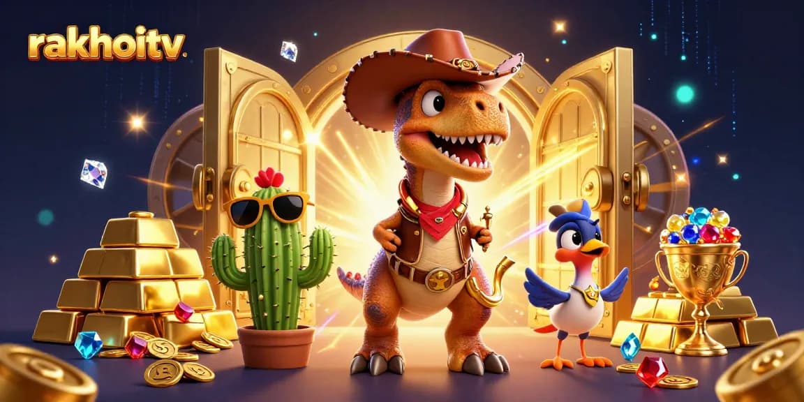 Experience exciting gaming action at rakhoitv with lively characters and vibrant treasure elements.