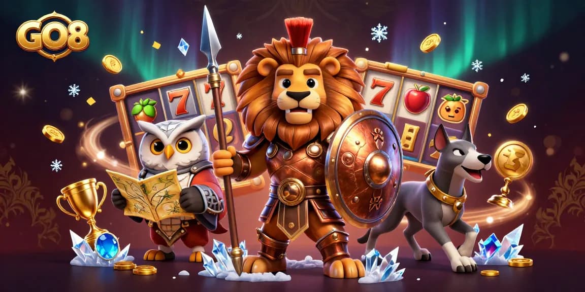 GO8 offers thrilling slot experiences with golden-winning elements and dynamic action in a vibrant casino setting.