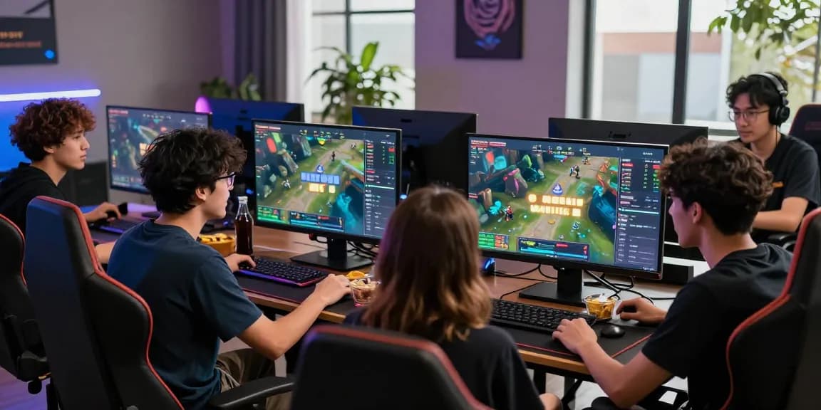 Online casino Malaysia gaming enthusiasts celebrating winning bets in a dynamic esports betting environment.