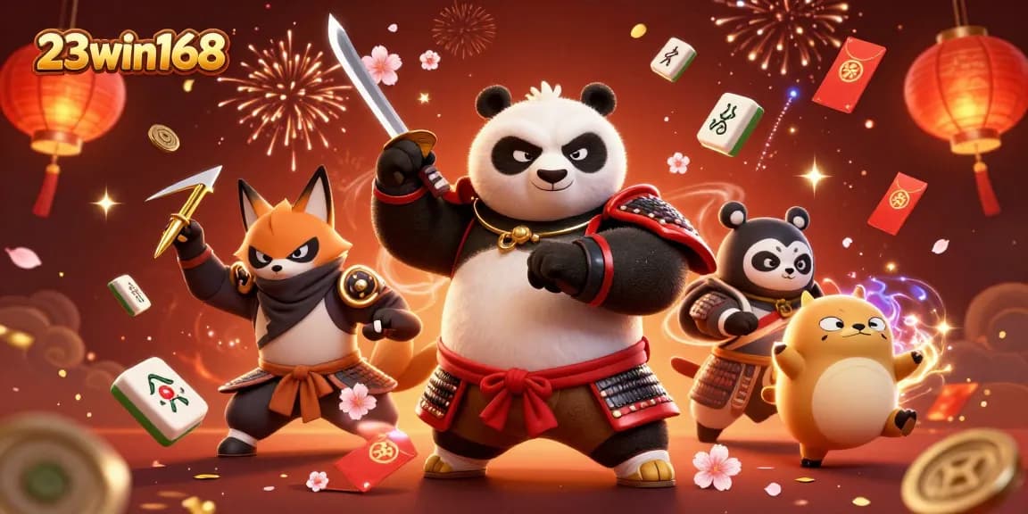 Engage with 23win168's vibrant gaming universe featuring dynamic characters and casino elements.