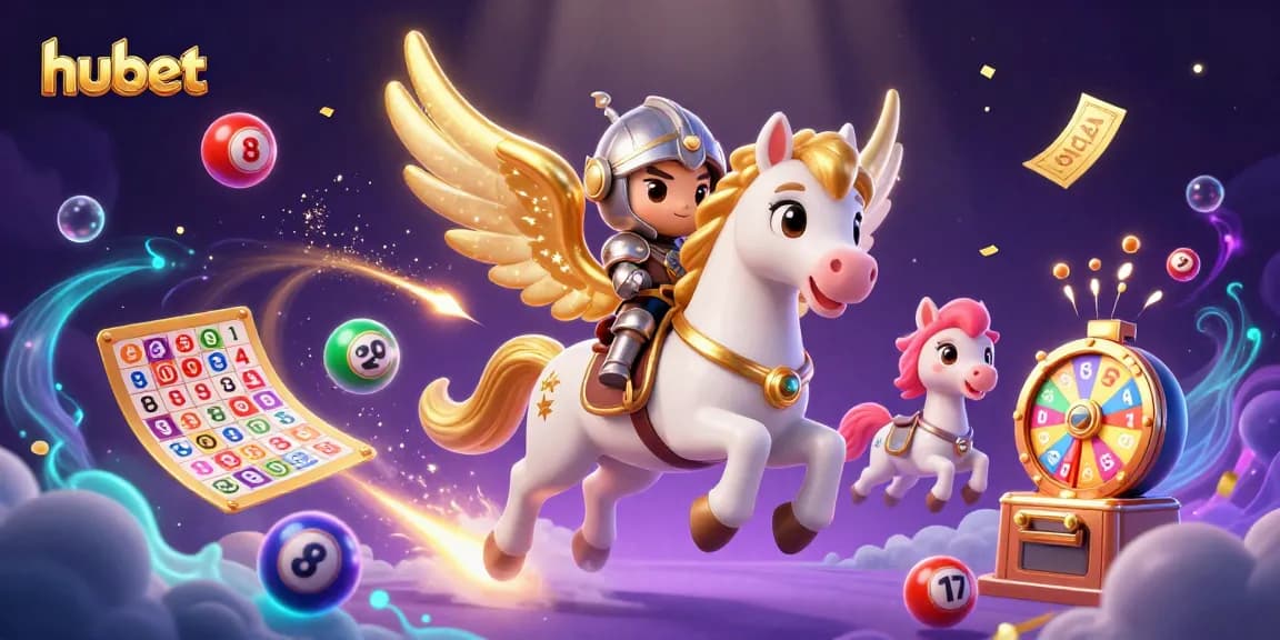 Experience hubet's exciting journey of luck with colorful lottery elements and a celestial theme.