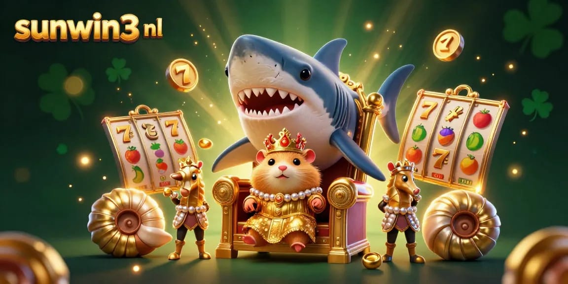 Experience exciting jackpots with sunwin3 nl featuring a golden hamster king and slot elements.