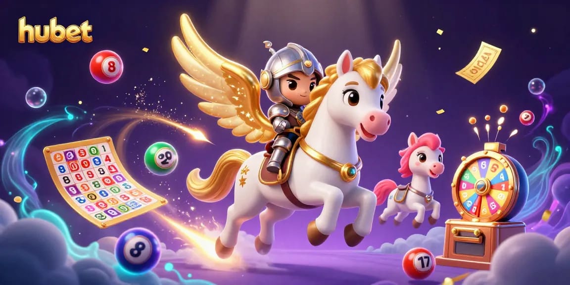 Experience hubet's exciting journey of luck with colorful lottery elements and a celestial theme.