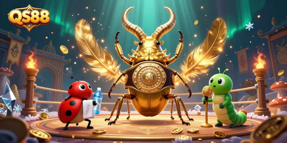 Engage with QS88 by betting in a vibrant casino scene featuring an exciting cartoon competition.