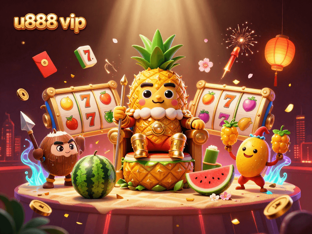 Engage with the thrilling u888 vip experience featuring vibrant casino elements and characters in a dynamic artistic scene.