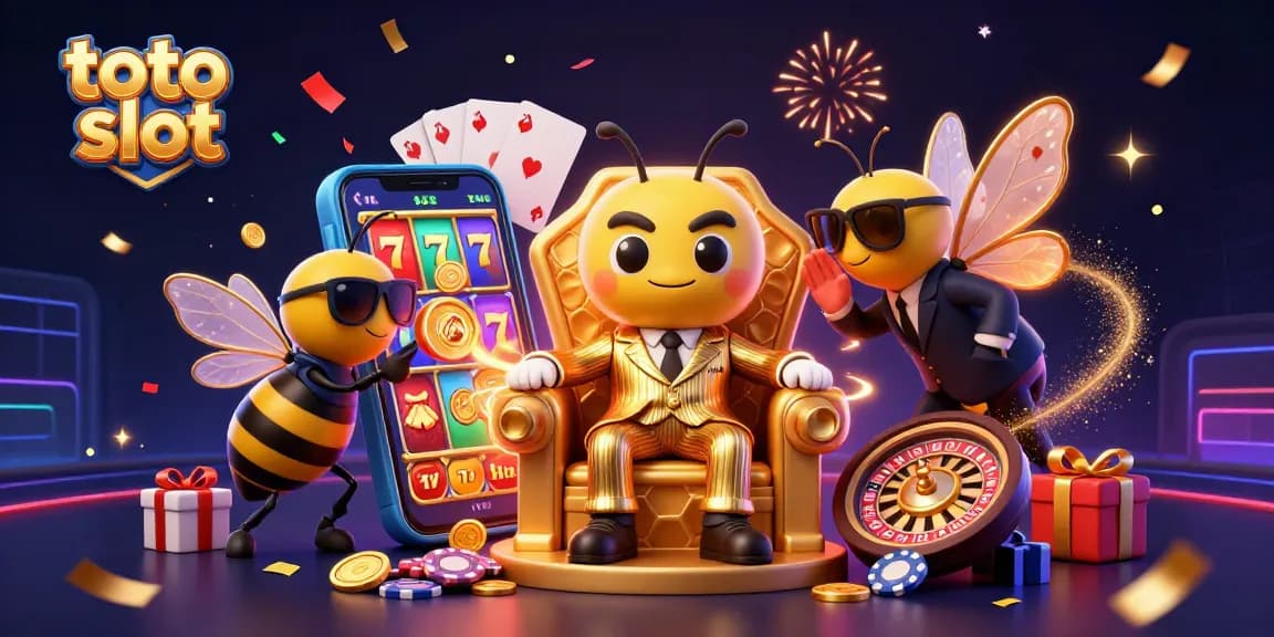 Engage with the exciting toto slot as the bumblebee mob boss celebrates around spinning reels and golden coins.