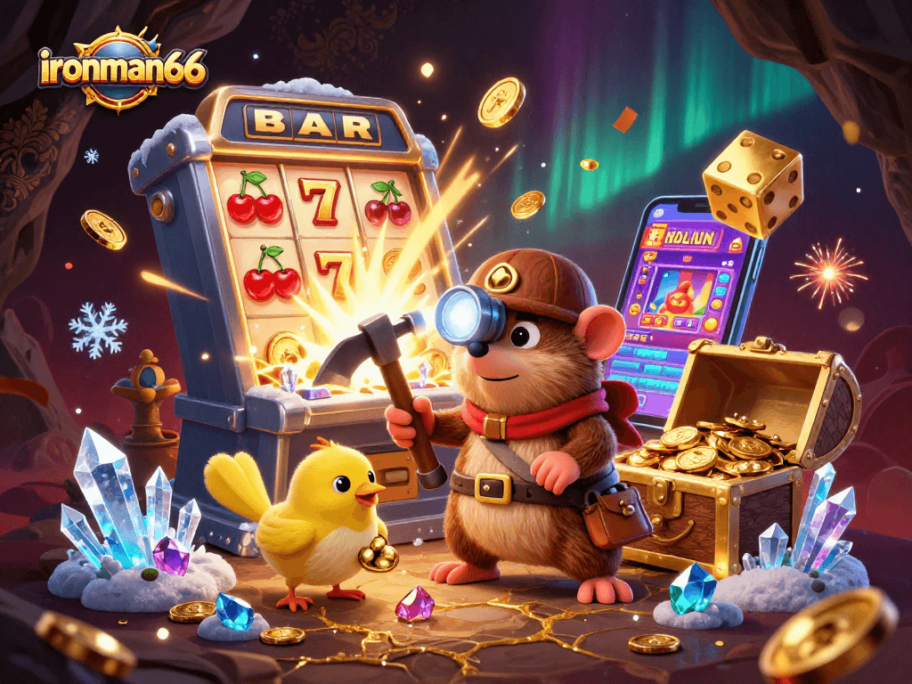 ironman66 players enjoying excitement with jackpots, vibrant casino scenes and dynamic game elements.