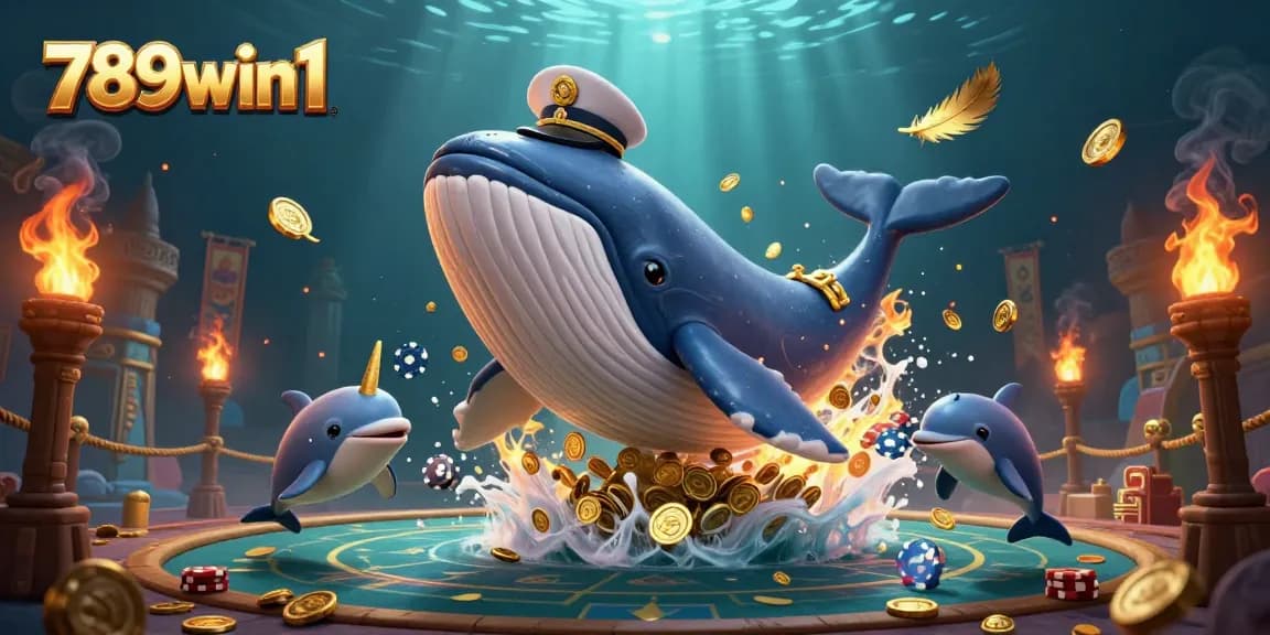 Experience the thrill of 789win1 with a vibrant casino-themed underwater scene featuring dynamic characters.