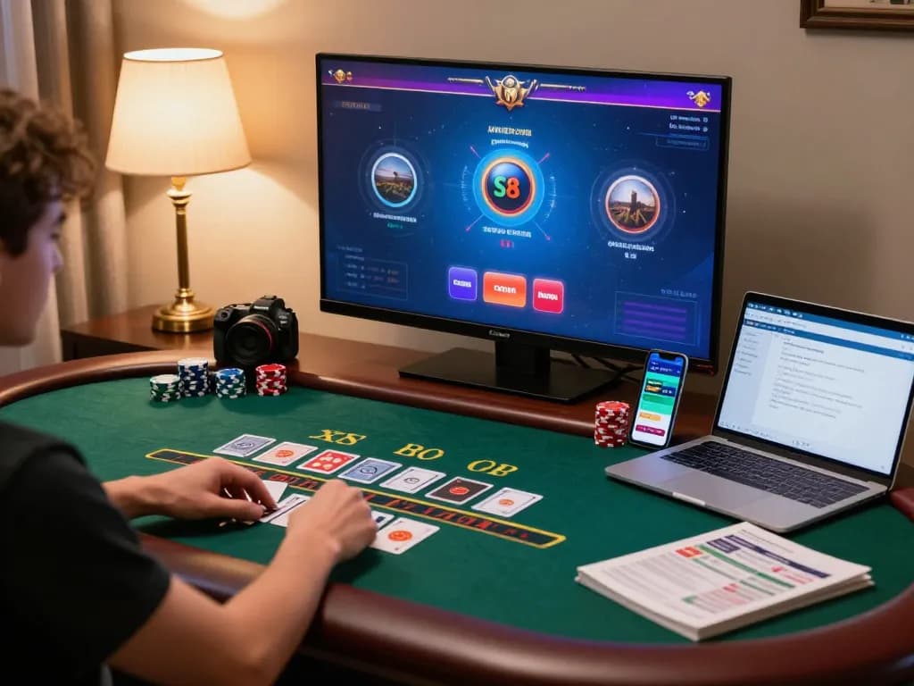Engaging gaming experience with S8 com on a tablet, featuring live dealer blackjack at home