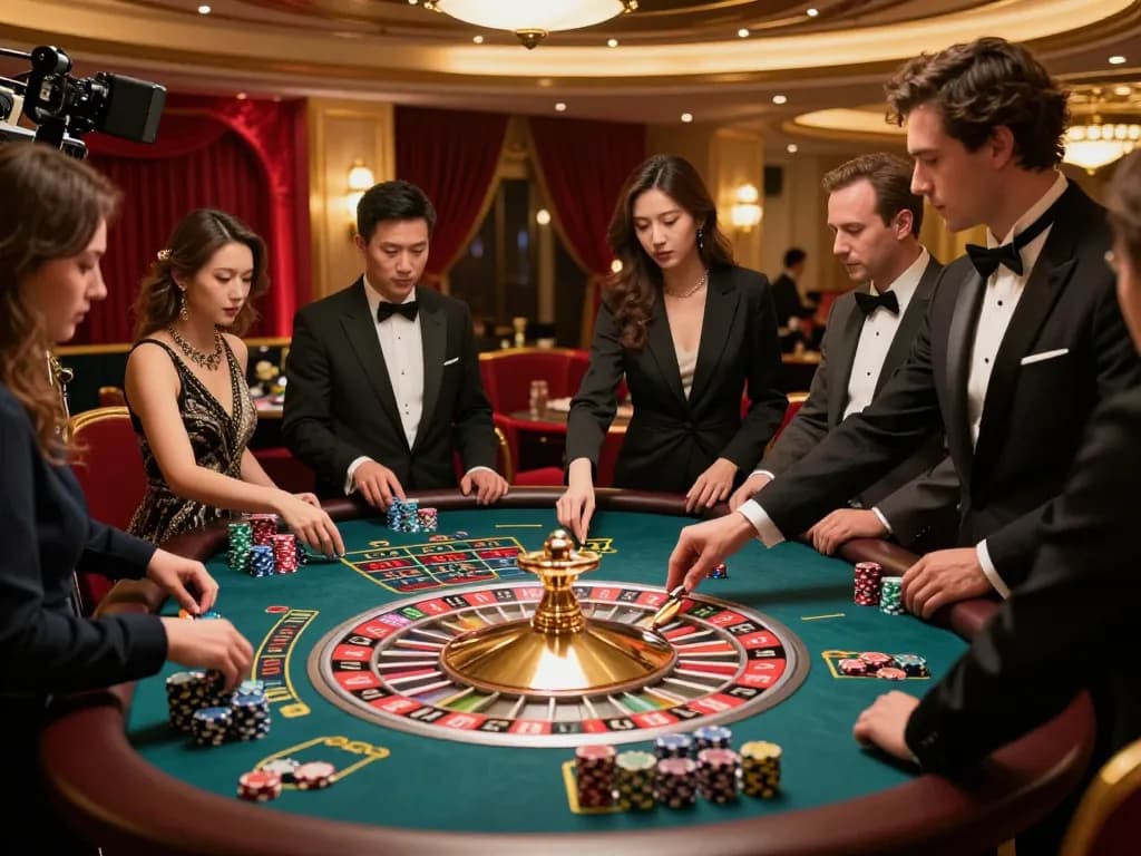 Players placing bets at a roulette table in GG88 casino, highlighting dynamic gameplay.