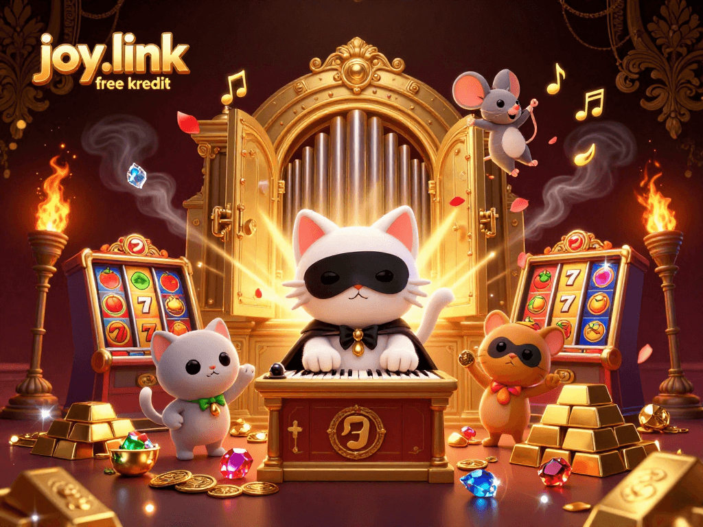 Spin the reels of joy.link free kredit with a captivating casino illustration featuring iconic symbols and vibrant riches.