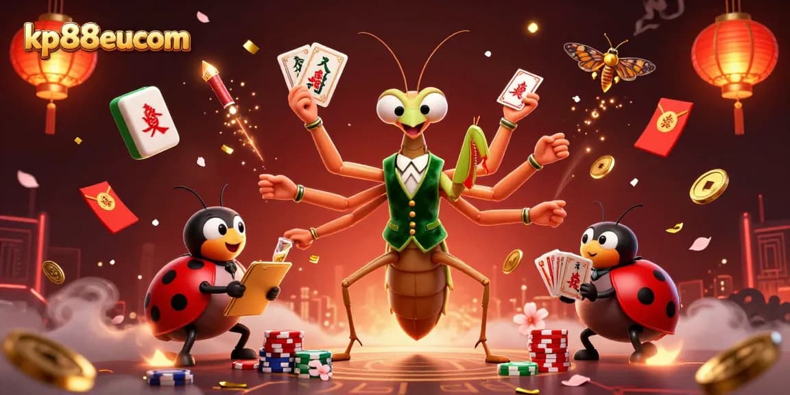Experience excitement with kp88eucom as a giant mantis dealer and ladybug pit boss in a lively casino.