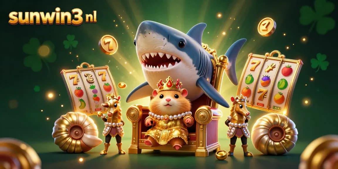 Experience exciting jackpots with sunwin3 nl featuring a golden hamster king and slot elements.