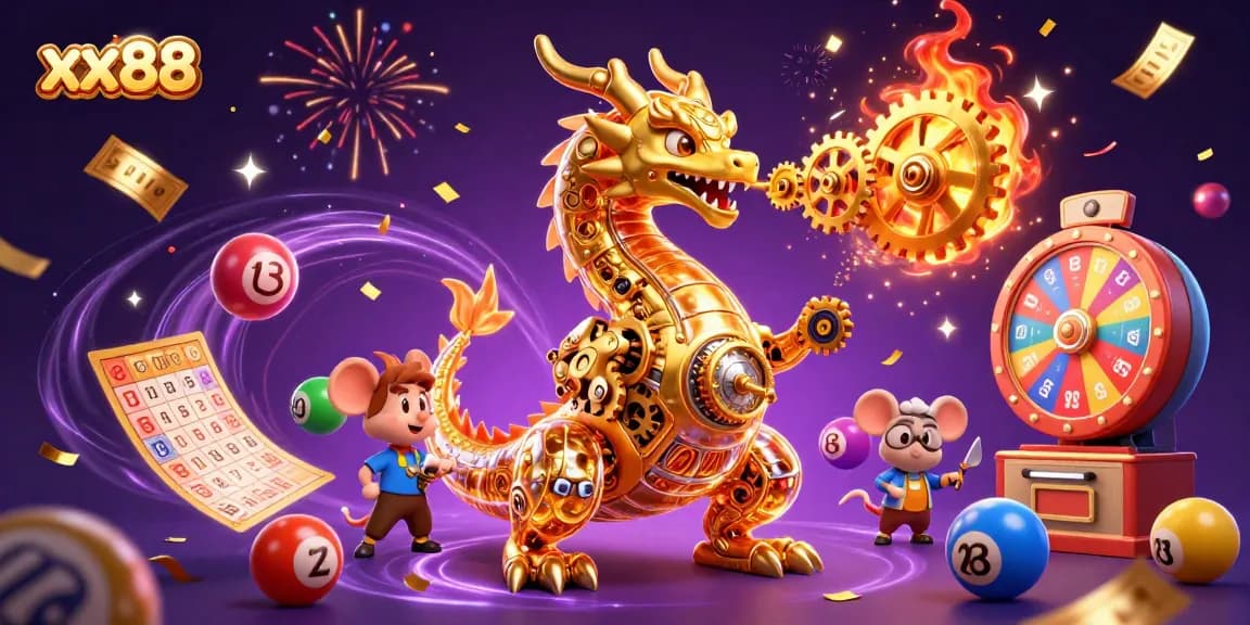 Engage with the thrills of xx88 through vibrant lottery balls and a dragon-themed digital casino.