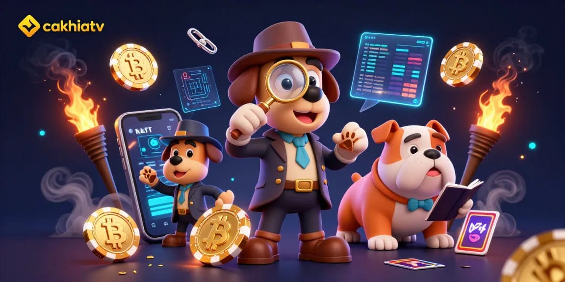 Investigate winning strategies at cakhiatv with a cartoon detective and betting clues.
