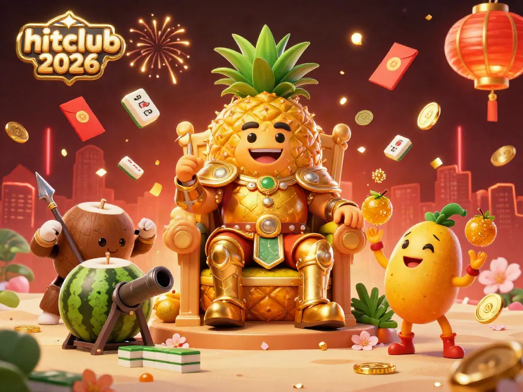 Experience the vibrant world of hitclub 2026 in this casino-themed illustration, celebrating luck and fun.