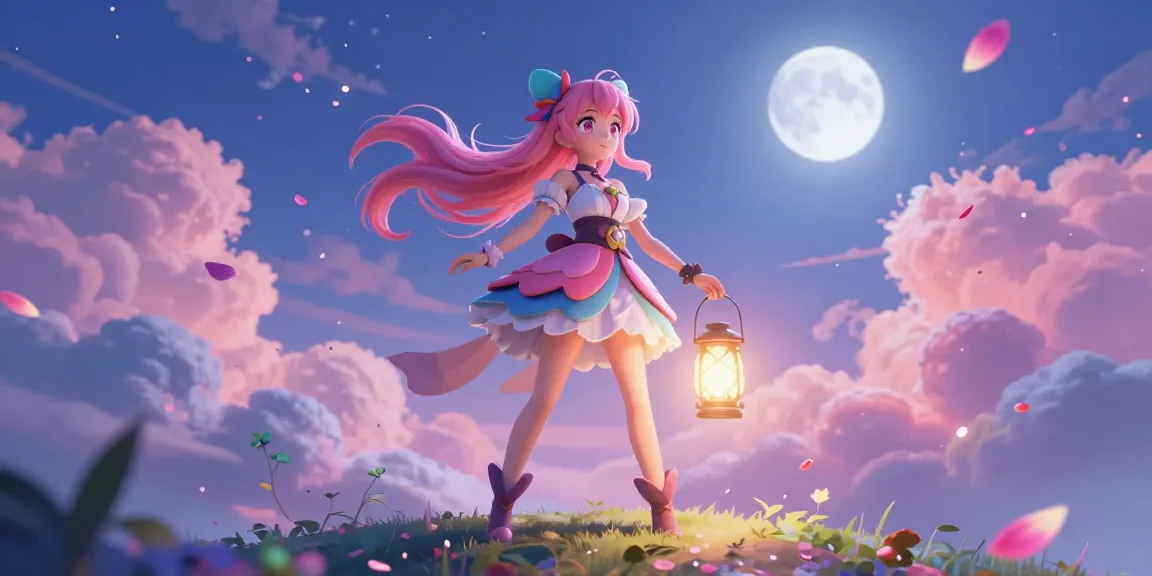 An enchanting character in an ecchi outfit surrounded by a vibrant fantasy landscape, showcasing AI ecchi art creativity.