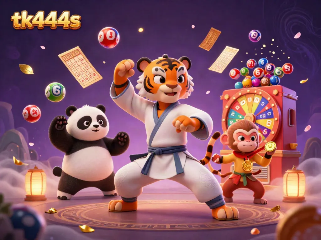 Experience thrilling gaming with tk444s featuring dynamic characters, colorful lottery elements, and a captivating casino atmosphere.