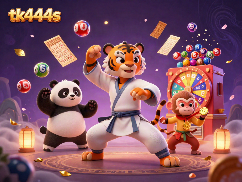 Experience thrilling gaming with tk444s featuring dynamic characters, colorful lottery elements, and a captivating casino atmosphere.