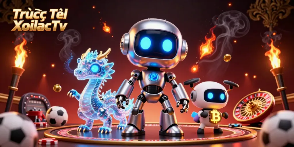 Experience Trực Tiếp XoilacTv's exciting live sports betting with vibrant futuristic characters.