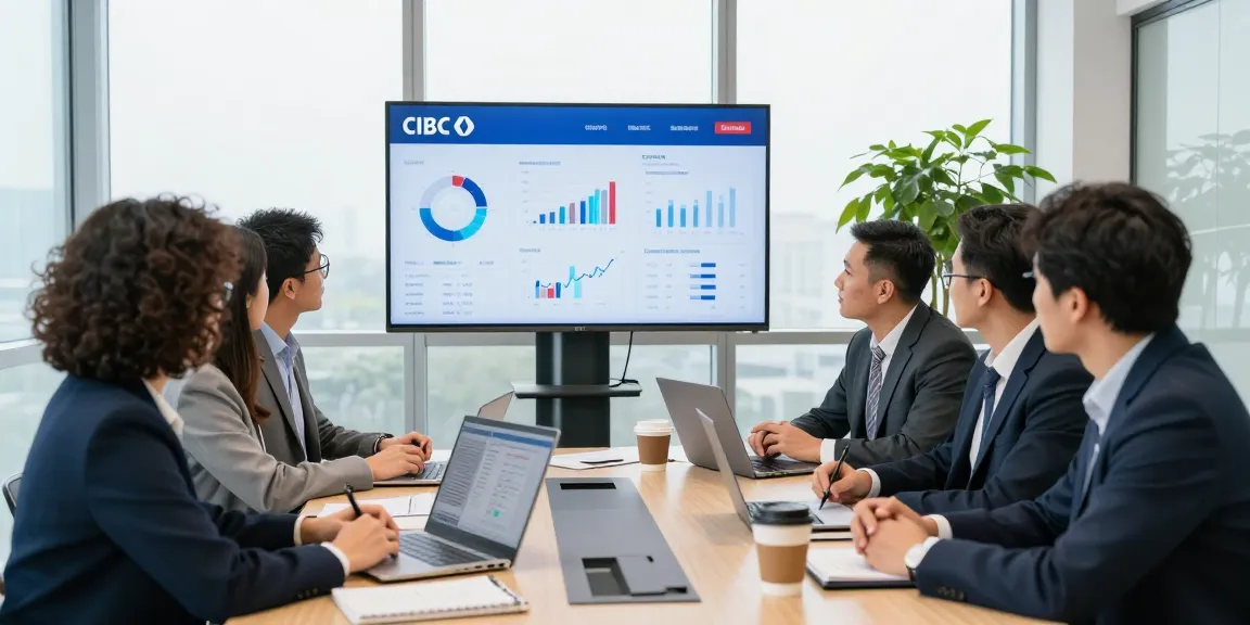 Équipe se réunissant pour discuter des solutions bancaires CIBC dans un environnement professionnel moderne.