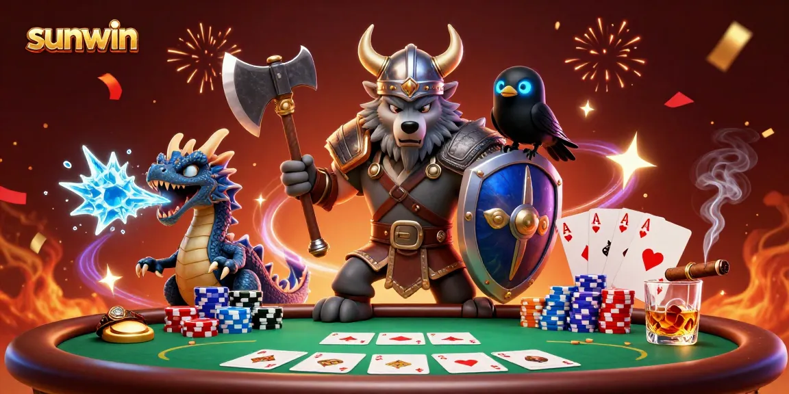 Engage in thrilling gameplay with sunwin, showcasing vibrant casino elements and magical creatures.